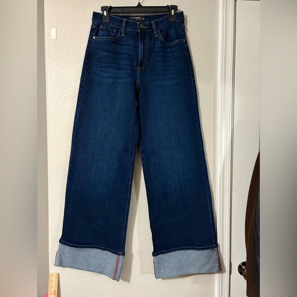 Just Black Denim Palazzo jeans. Wide leg, cuffed hem. Dark wash. Very trendy. - Picture 4 of 16